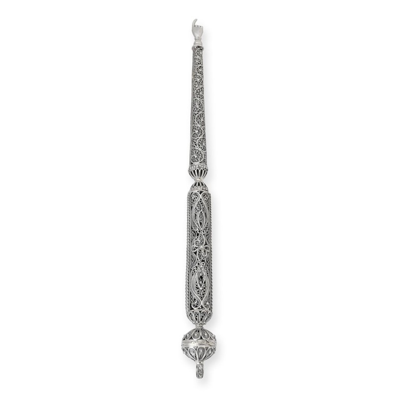 Shoham Yemenite Art Long and Elegant Sterling Silver Filigree Torah Po